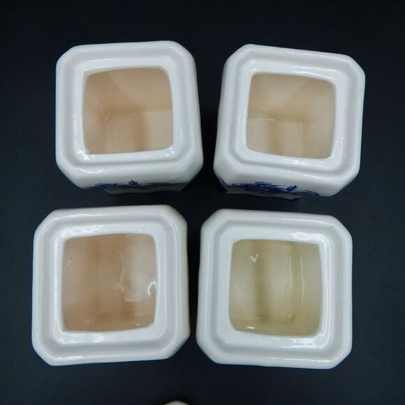 Delftware Floral Pattern Spice Jars Thyme Pepper Curry Paprika Royal Dutch S/4 - Picture 8 of 13